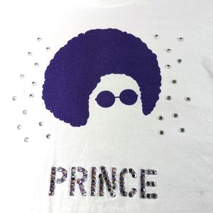 Prince 04 Purple Graphic and Bling PRINCE Tee Medium